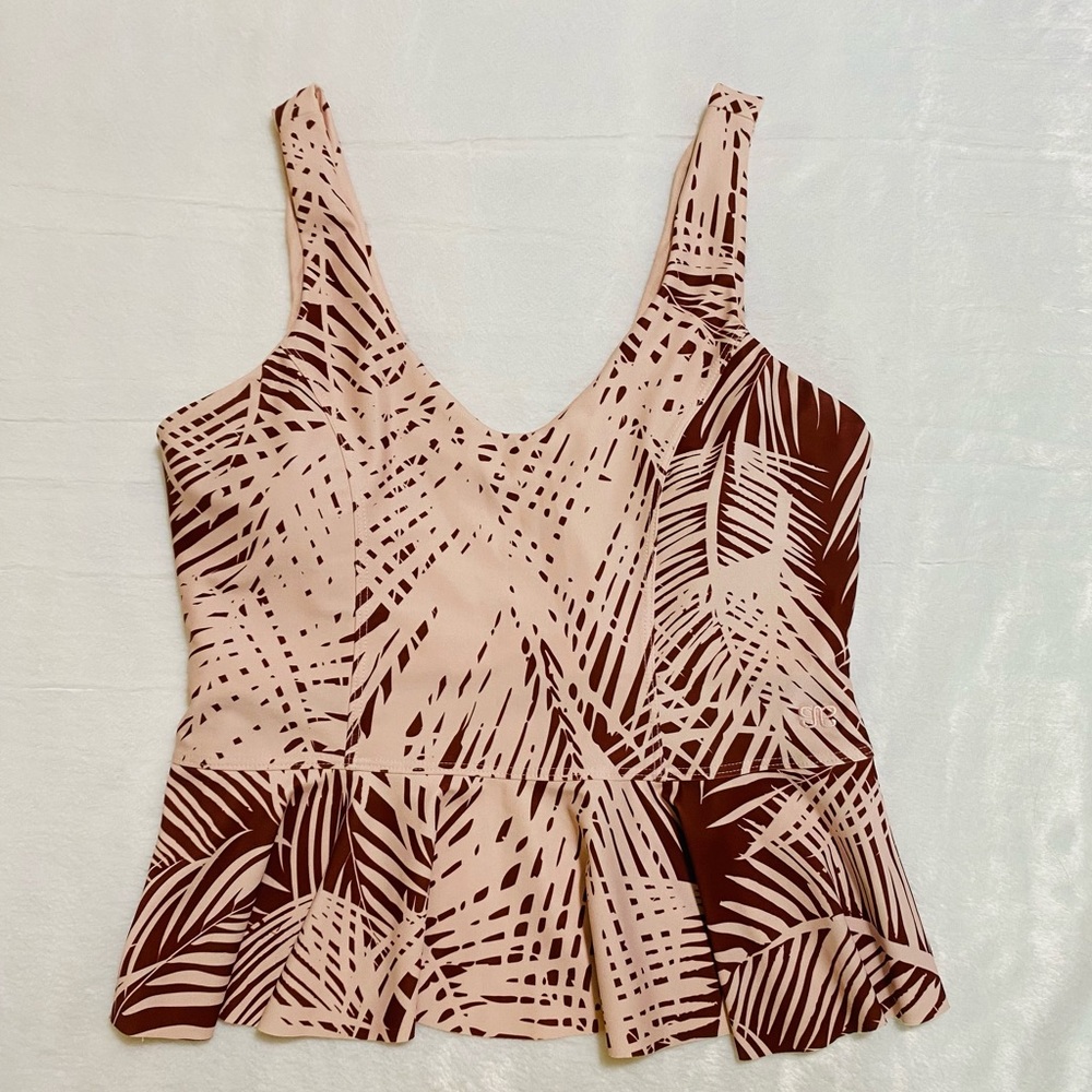 Albion Palm Peplum Tankini Swim Top, Rust Medium (M)